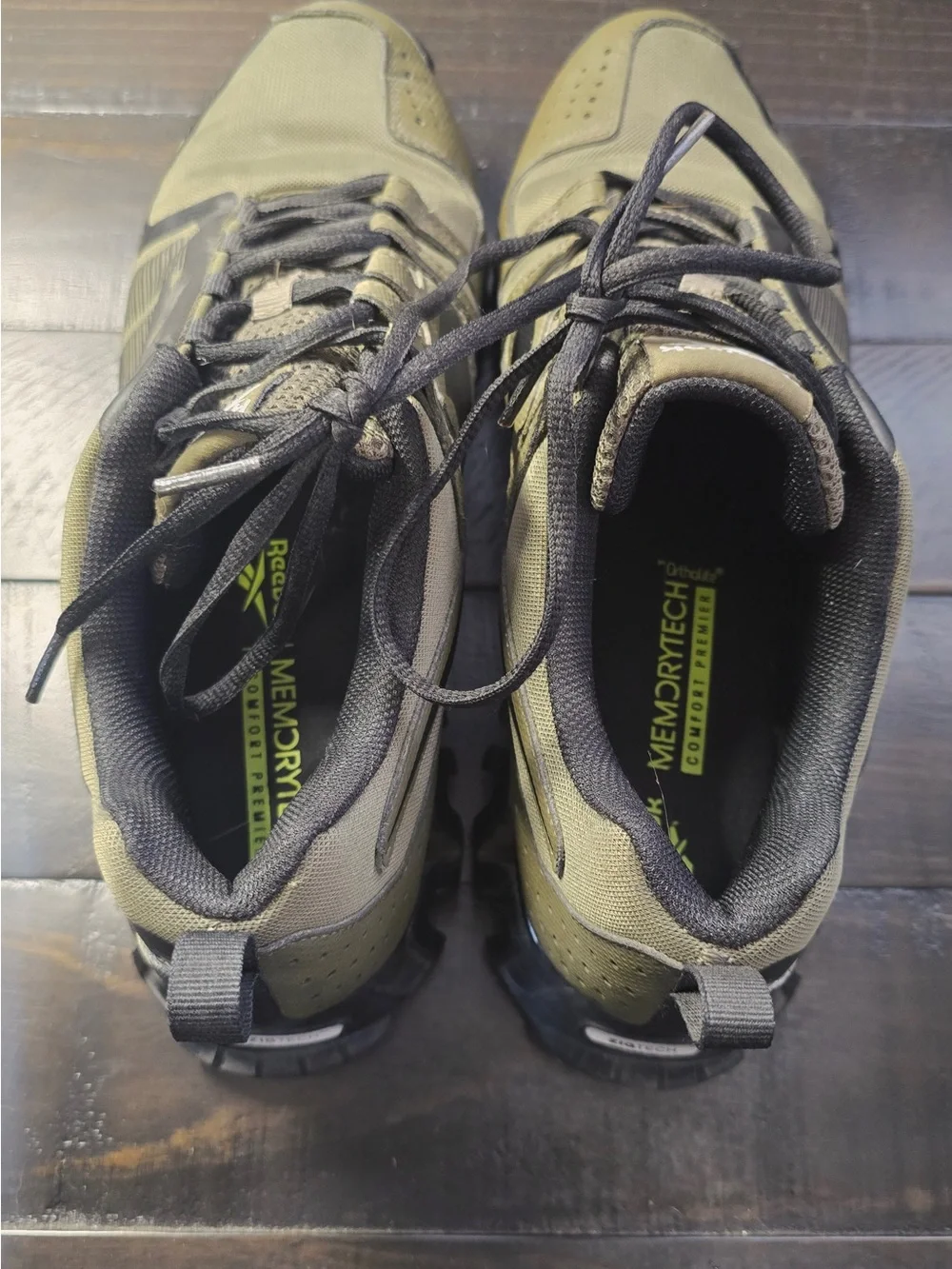 Reebok Olive Green and Black Men’s Athletic Lace-Up Sneakers